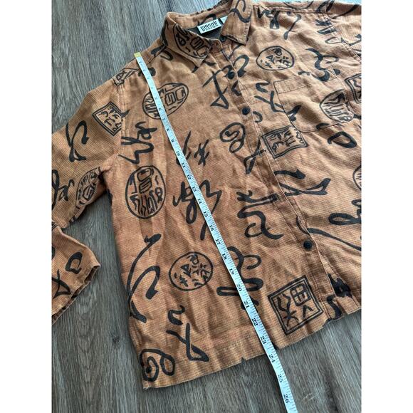 Chicos Design Linen Top Women's Brown and Black Long sleeve - Picture 5 of 9